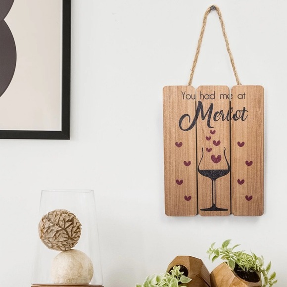 Wine Decor You Had Me At Merlot Wall Art Hanging‎ Sign Home Bar Decor - Picture 3 of 8